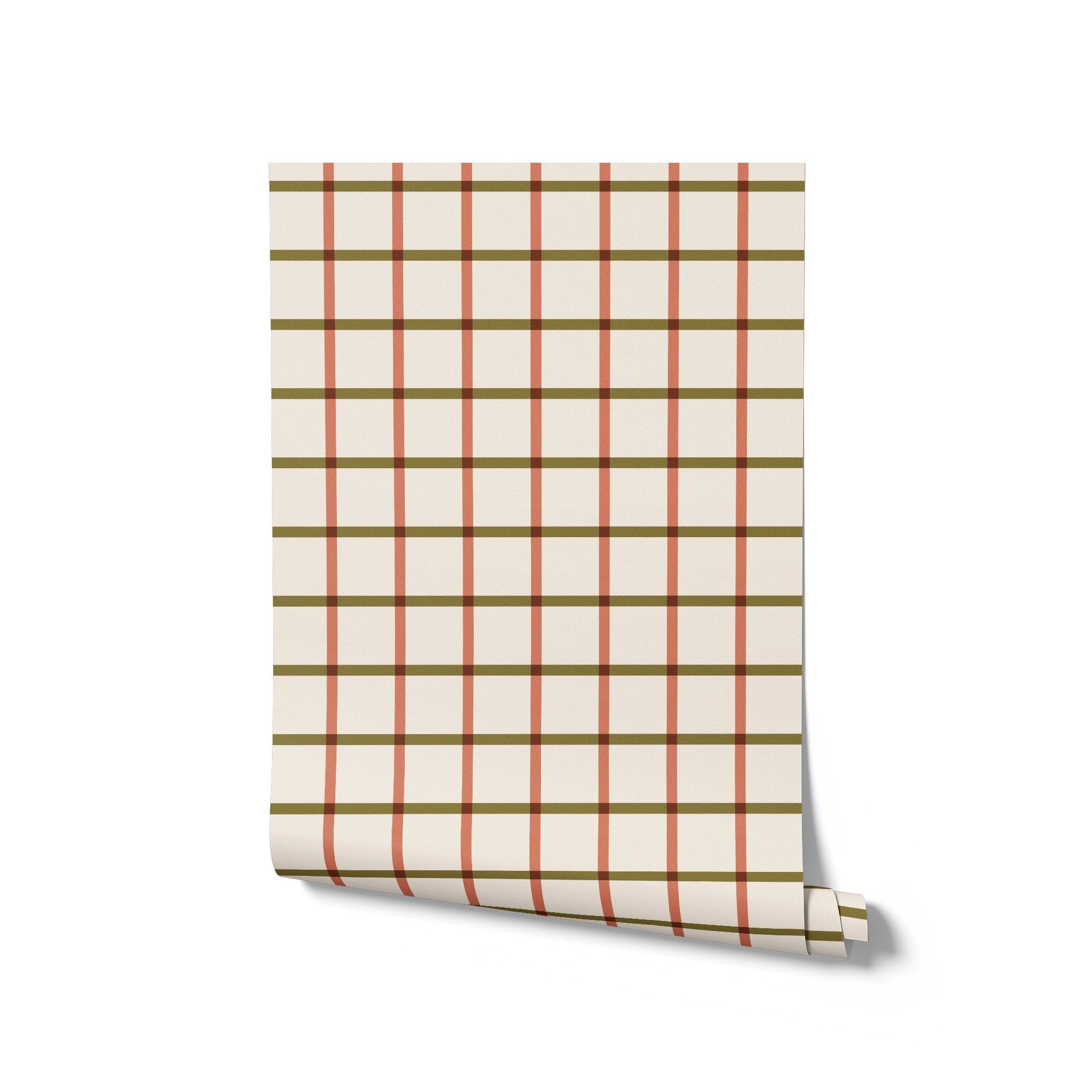 Simple Plaid Wallpaper - Coral + Olive