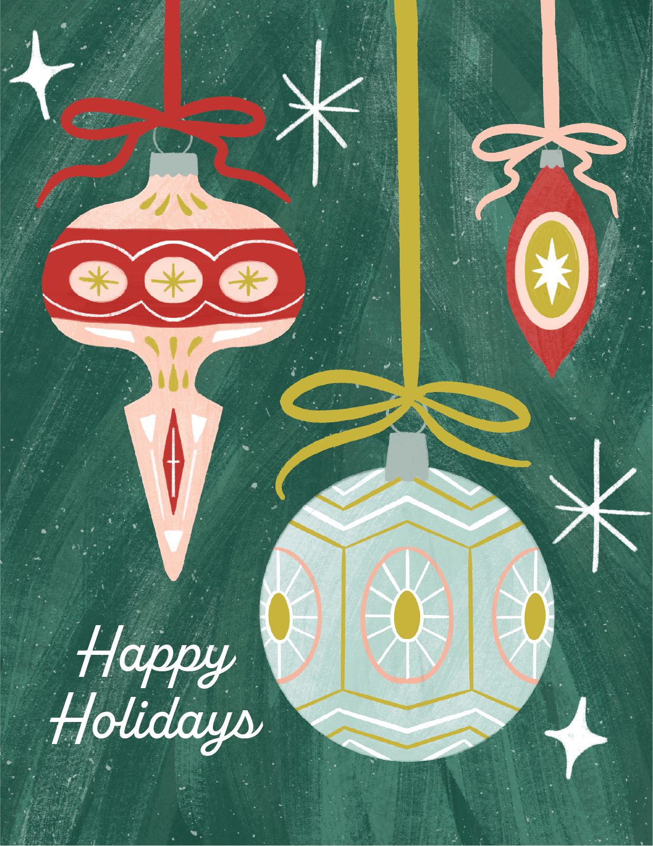 Retro Ornaments Holiday Card