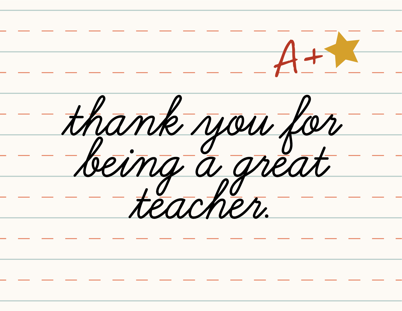 Cursive Teacher Thank You Card