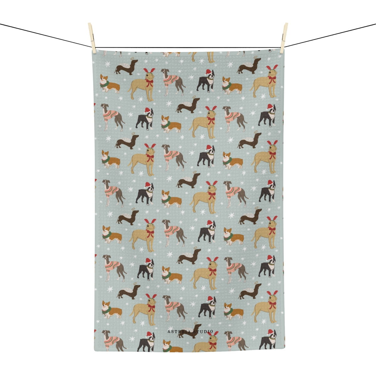 Holiday Dogs Tea Towel