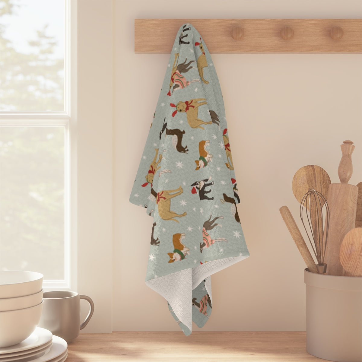 Holiday Dogs Tea Towel