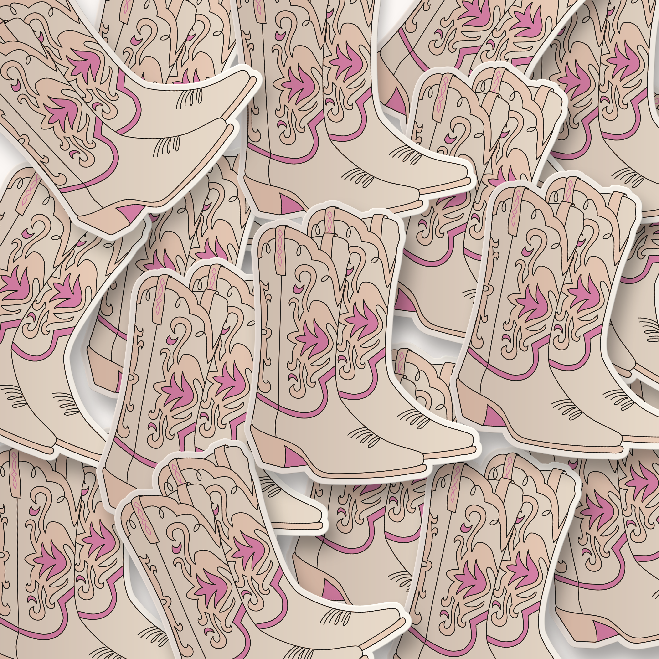 Pink Cowboy Boots Sticker