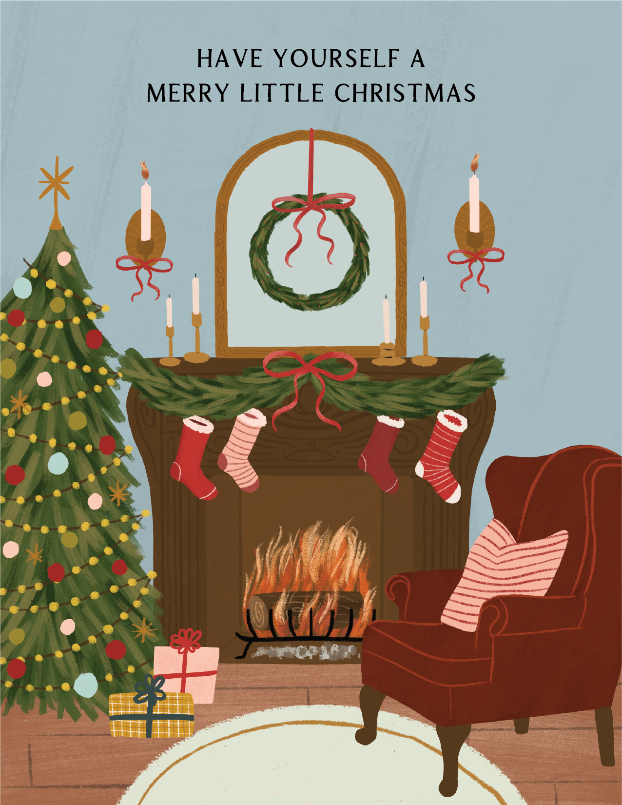 Cozy Living Room Holiday Card