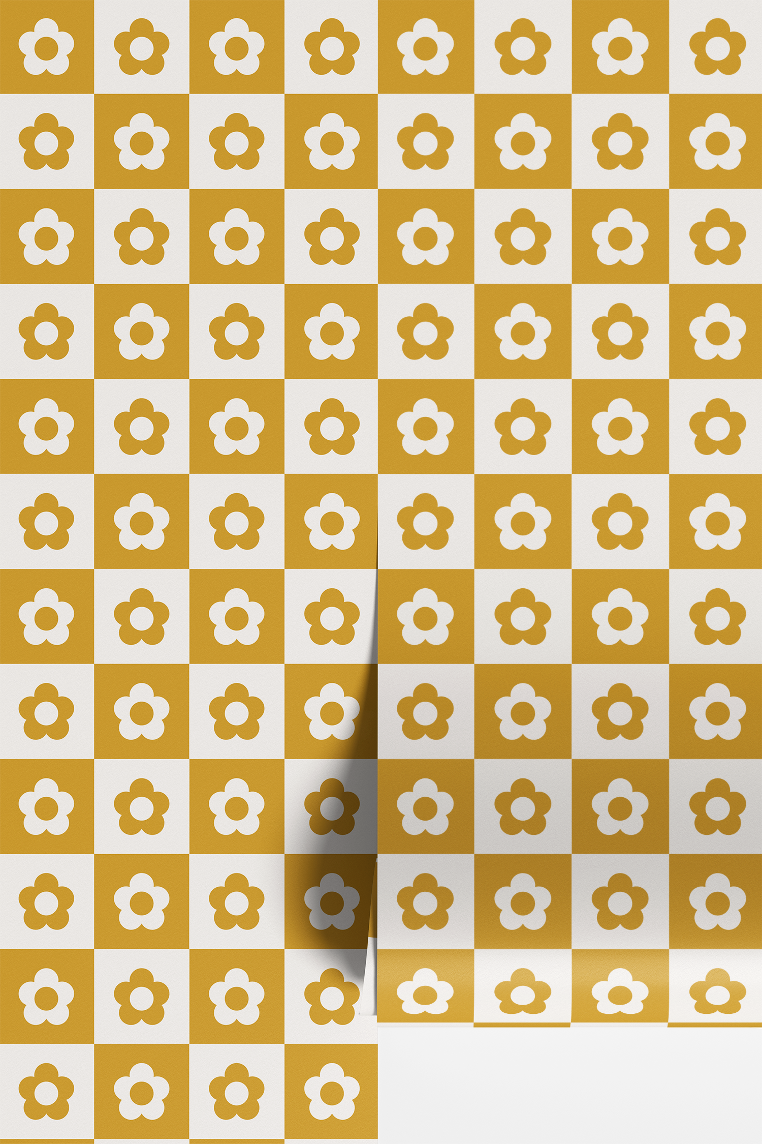 Daisy Check Wallpaper - Gold