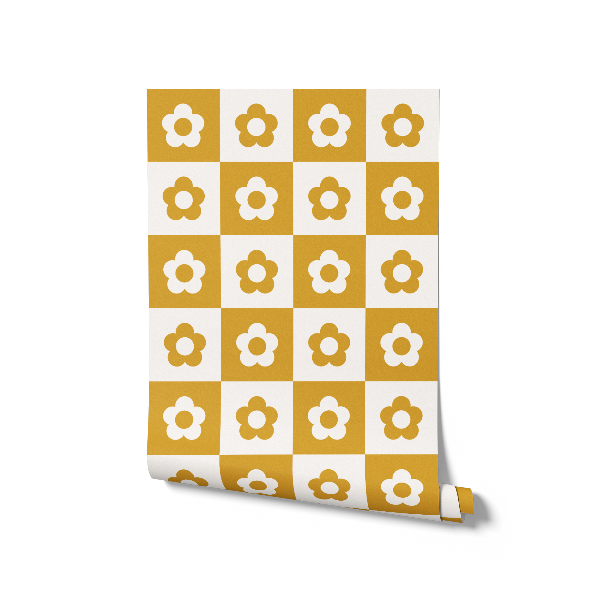 Daisy Check Wallpaper - Gold