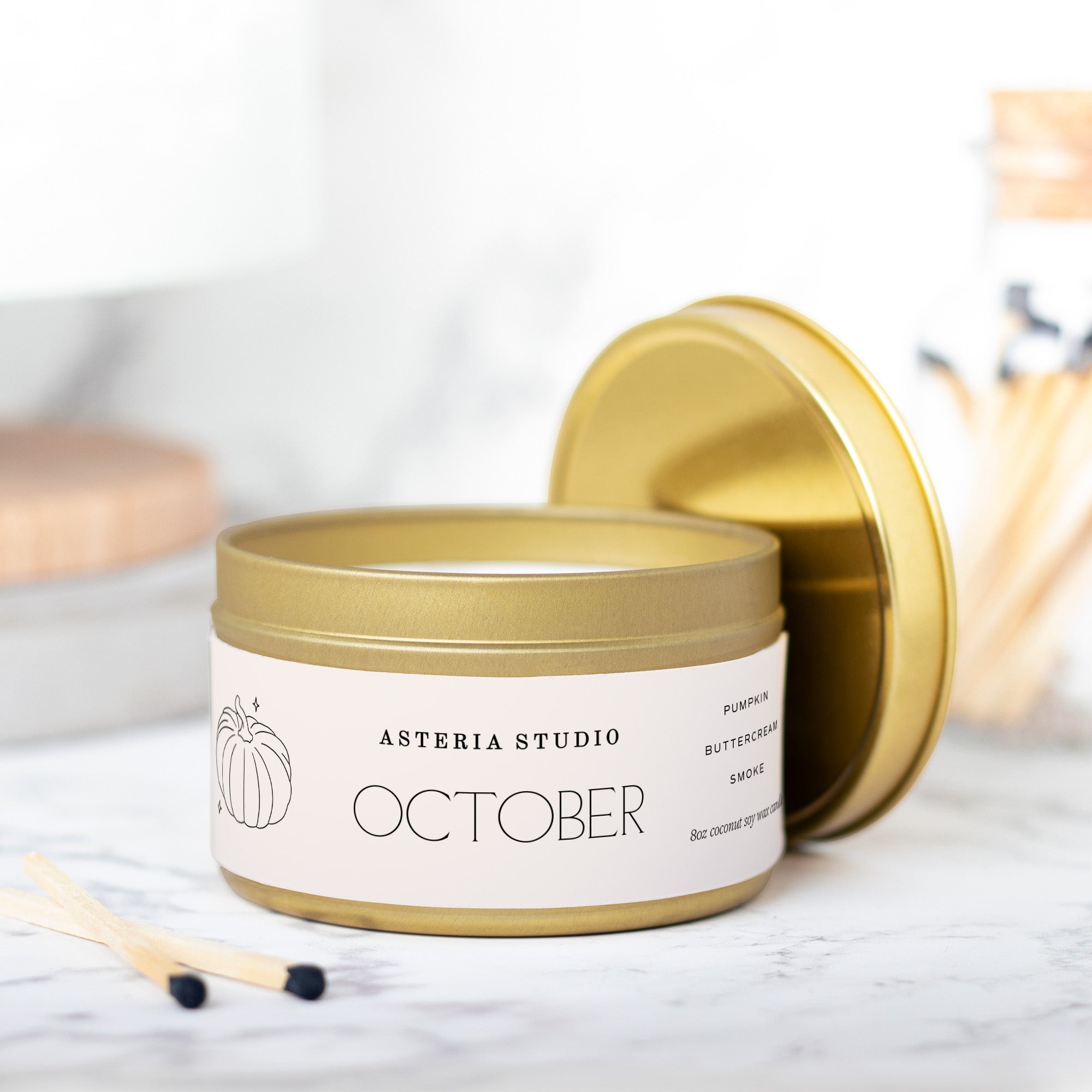 October Candle Tin