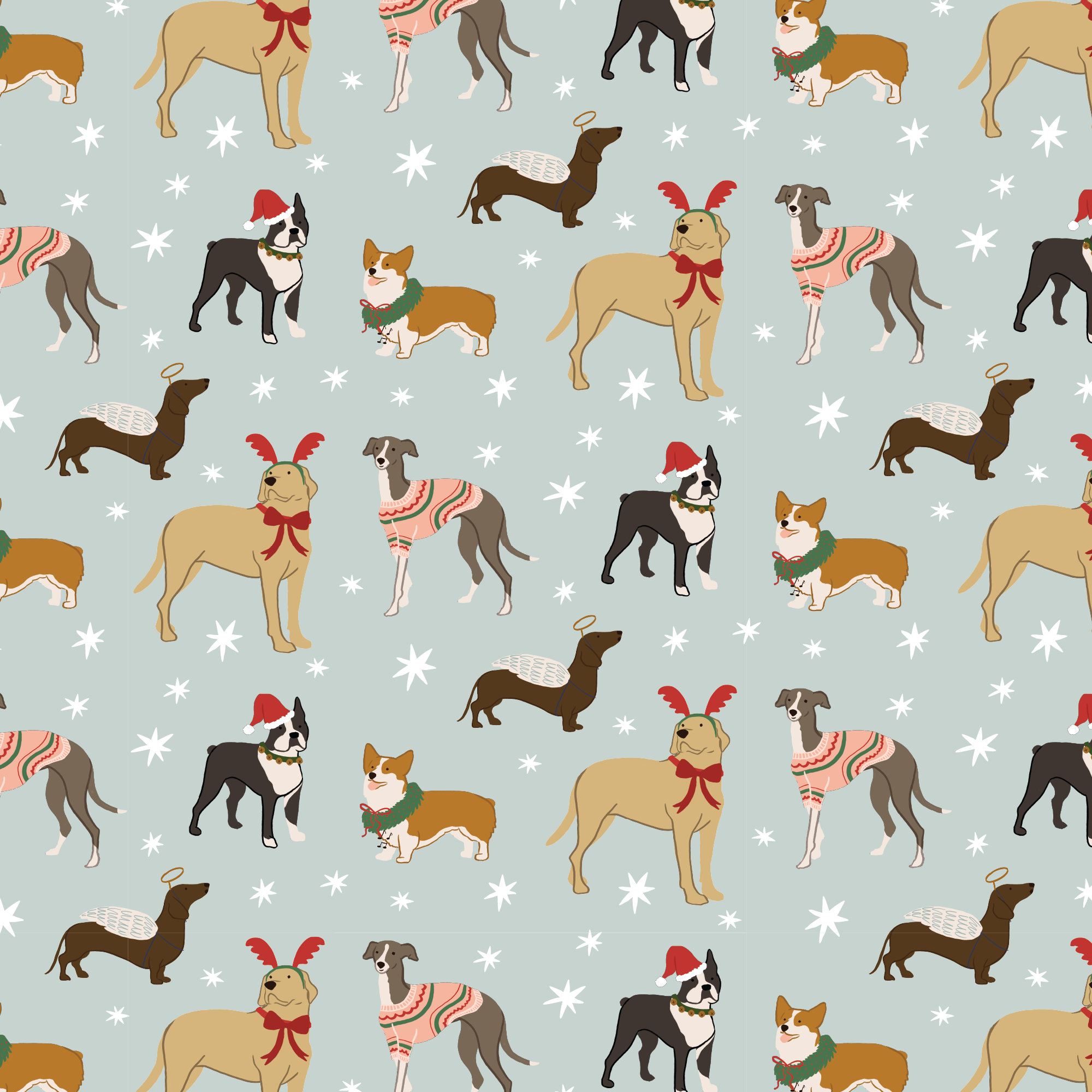 Christmas Dogs Wrapping Paper