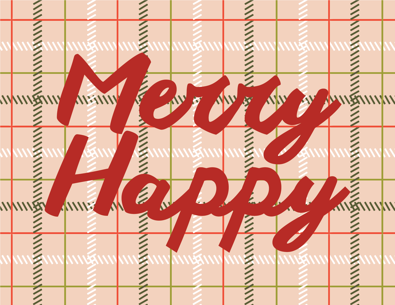 Merry Happy Plaid Holiday Card