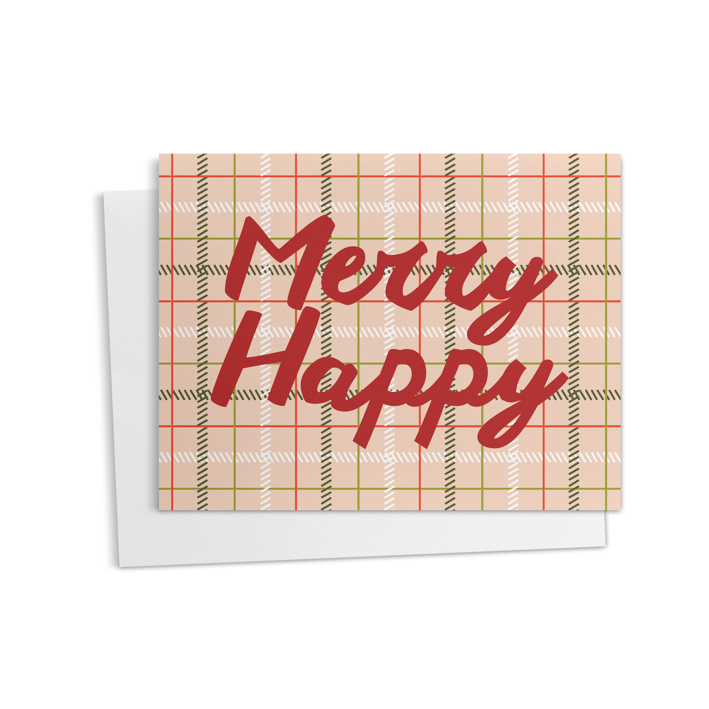 Merry Happy Plaid Holiday Card