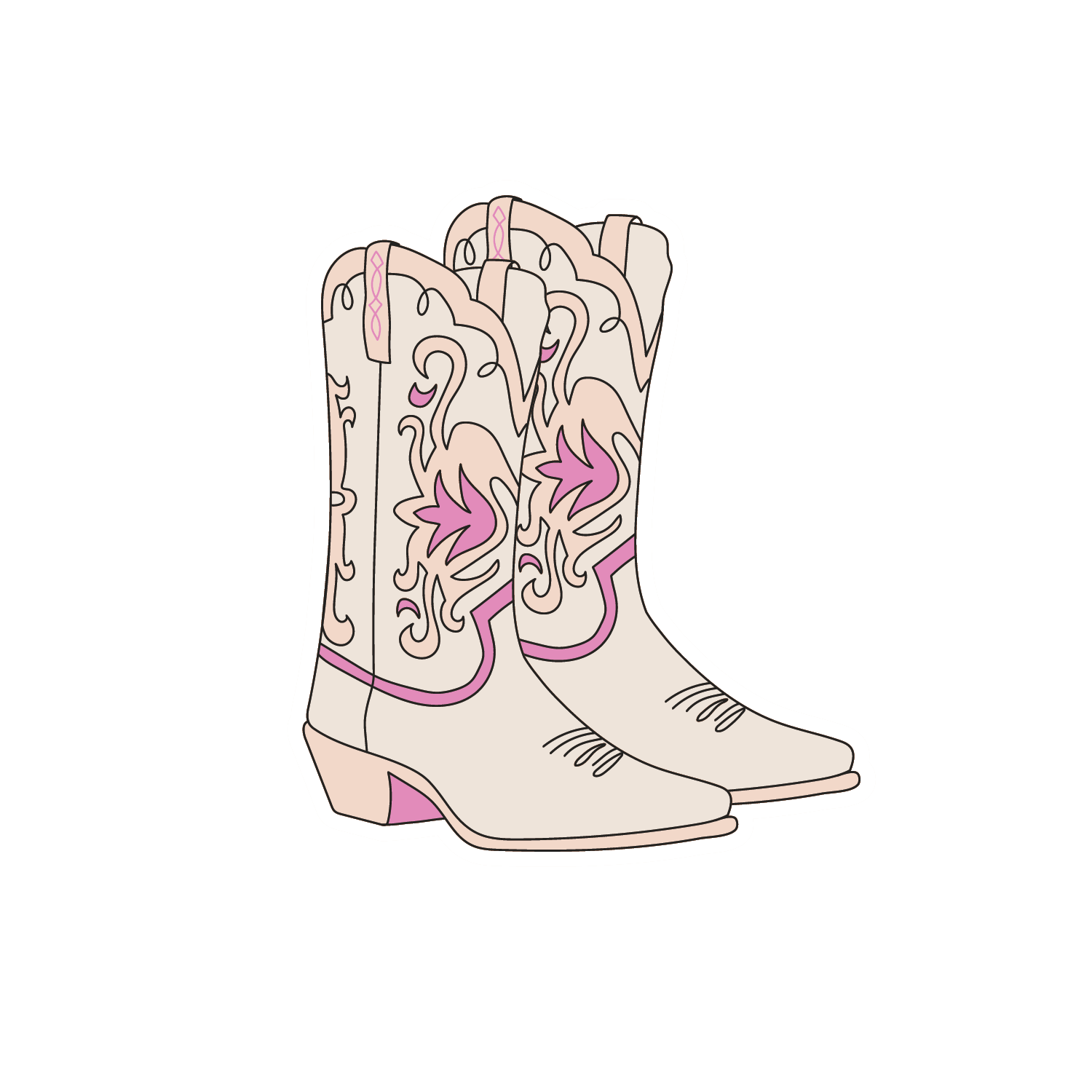 Pink Cowboy Boots Sticker